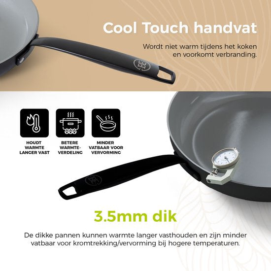 BE Living Essential Kasserolle mit Deckel - Ø 24 cm - Kochtopf - Keramik - PFAS-frei - Induktion - Schwarz