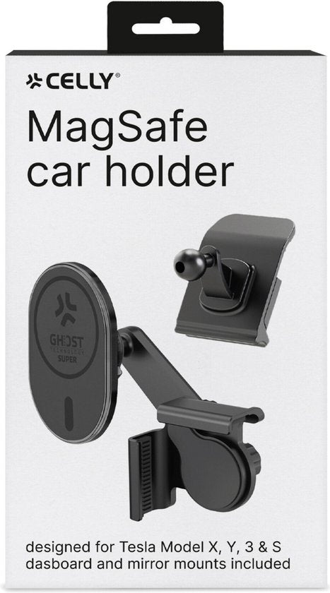 Celly MagSafe-Handyhalterung – Für Tesla Model X, Y, 3 und S – Befestigung an Lüftungsgitter/Monitor – um 360° drehbar