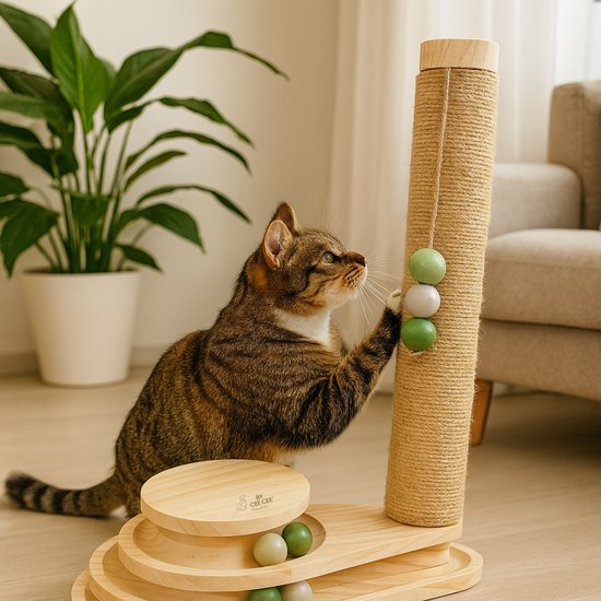 Von Cee Cee Kratzbaum - Kratzbaum für Katzen - Katzenkratzbaum - Katzenspielzeug aus Holz - Ideal für mehrere Katzen - 38x24.5x47.5cm - Noa