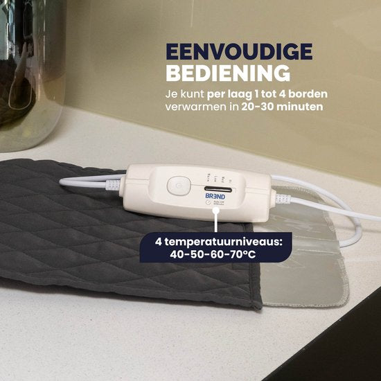 BREND BR-2209 Tellerwärmer - Bis zu 12 Teller - 4 Temperaturstufen bis zu 70°C - Abwaschbarer Deckel - Anthrazit