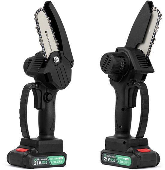 Hortensus Mini-Kettensäge - Inkl. Akku & Koffer - Akku 21 V – 10 cm