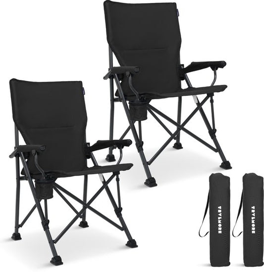 TRVLMORE Campingstühle - faltbar - 120KG Tragkraft - Inkl. Tragetasche - Klappstuhl - Angelstuhl - Campingstuhl - Klappstuhl - Grau