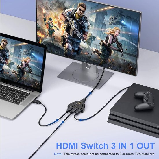 HDMI-Splitter – HDMI-Switch – 4K Ultra HD – 3 Eingänge – 1 Ausgang – HDMI-Splitter – High-Speed-3-Port – Splitter mit 3-in-1-Ausgang – geeignet für Fernseher, PC, Roku, Fire TV Stick, Xbox, PS5, PS4, Blu-ray, Projektor, HD-Monitor