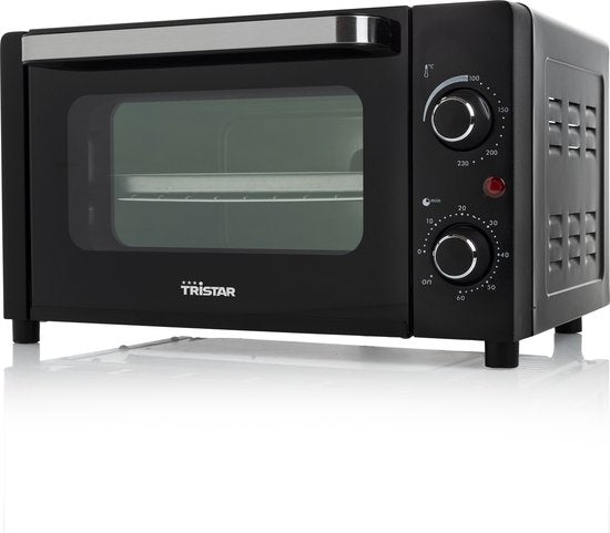 Tristar Camping Backofen OV-3615 - Backofen 10 Liter - 800 Watt - Freistehender kleiner Backofen mit Zubehör - Einstellbarer Thermostat: 100⁰ bis 230⁰ - Geeignet für Camping - Inklusive Backblech, Grillrost und Griff - Schwarz