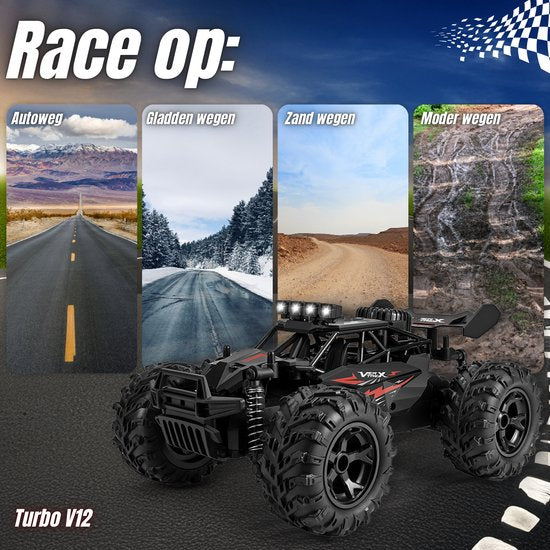 Vertrex Turbo V12 RC Fernsteuerbares Rennspielzeug - Erwachsene & Kinder - Outdoor - Schwarz