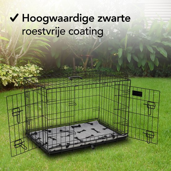 Brixy Hundebank - Sitzbank für Hunde - Größe M - klappbar - 76 x 47 x 54 CM - 2 Türen - Schwarz