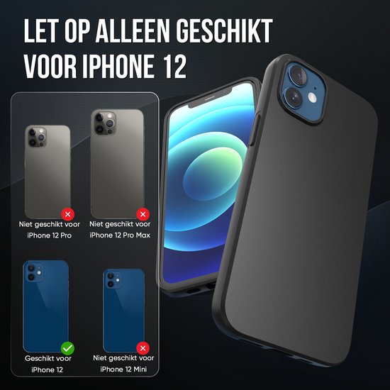 Handyhülle Schwarz – Passend für iPhone 12 – Hülle und Displayschutzfolie – Schutzglas
