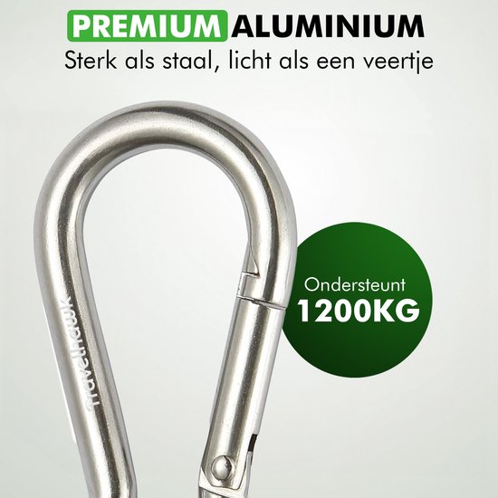 Travelhawk Karabiner - Musketierhaken mit Karabiner - Karabiner Schlüsselanhänger - 4 Stück - Edelstahl - Silber