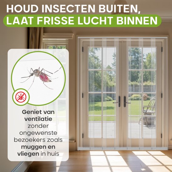 O'DADDY® Fliegengitter Lamellenvorhang - 150x260 cm - Türvorhang - Türtür - Verstellbares Design - Fiberglas - Türgitter Weiß