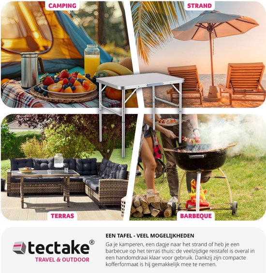 tectake - Klappbarer Campingtisch - Tragbarer Campingtisch - Outdoor-Klapptisch - Klappbarer Tisch - Wetterfest - 75x55x68cm - Grau