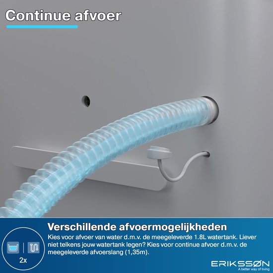 Erikssøn Dry Pro Plus Luftentfeuchter - 16 L/Tag - Waschtrockenfunktion - Für Schlafzimmer, Bad, Wohnzimmer & Keller - Weiß