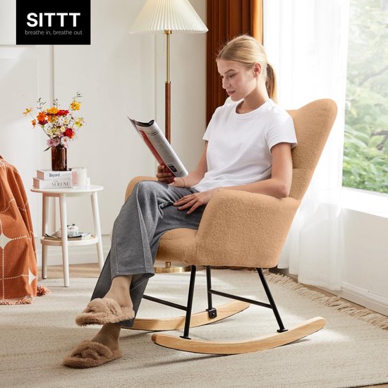SITTT Schaukelstuhl - Relaxsessel Kinderzimmer - Sessel - Fütterungsstuhl - Braun - Mokka Mousse