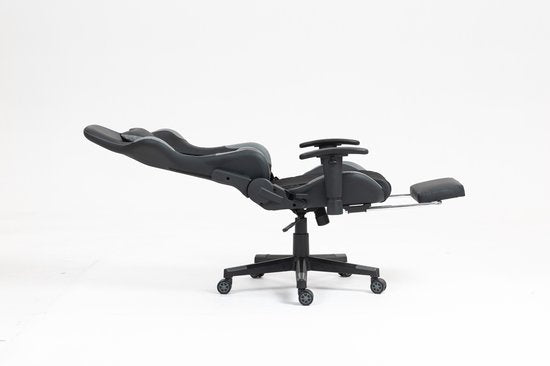 VDD Gaming - Game Chair - Game Chair mit Fußstütze - Game Chair Schwarz - Gaming Chair - Bürostuhl Gaming - Ergonomischer Bürostuhl - Mit Nackenkissen & verstellbarem Rückenkissen - Game Chair mit Fußstütze - Ergonomischer Game Chair - Drehstuhl - Schwarz