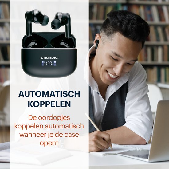 Grundig Wireless Earphones - Bluetooth Kopfhörer - Geräuschunterdrückung ANC+ENC - Kabellose Kopfhörer - Ladecase mit LED-Anzeige - BT 5.3 - Akkulaufzeit 25 Stunden