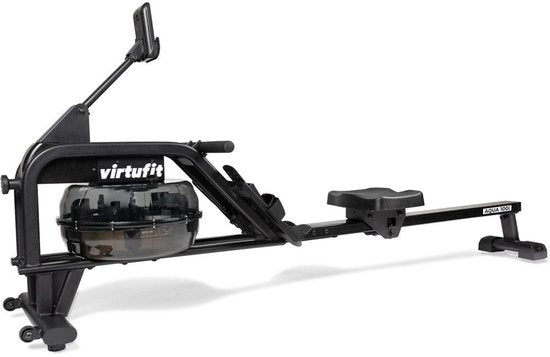 VirtuFit AQUA100i Rudergerät mit Wasserwiderstand - Einzelschiene - Inkl. Display, Tablet-Halter und Transportrollen - Kinomap & Fitshow - Max. 120 kg und 200 cm - Rudergerät - Rudergerät