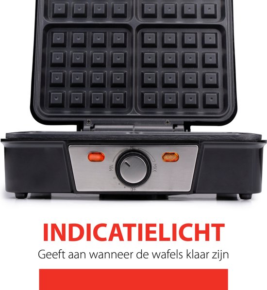 alpina Waffeleisen - Brüsseler Waffeln - Antihaftbeschichtung - 4 Waffeln - 1200W