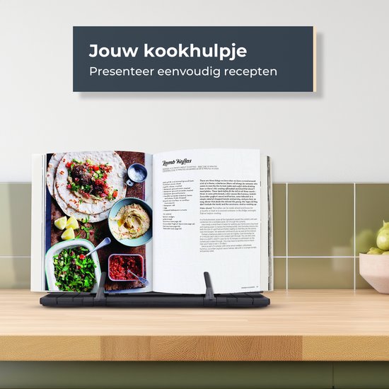 Castagnola Verstellbarer Buchständer - Buchhalter mit 7 Ständern - Kochbuchhalter Metall - Tablet-Halter Schwarz - Rutschfester Leseständer - Buchständer