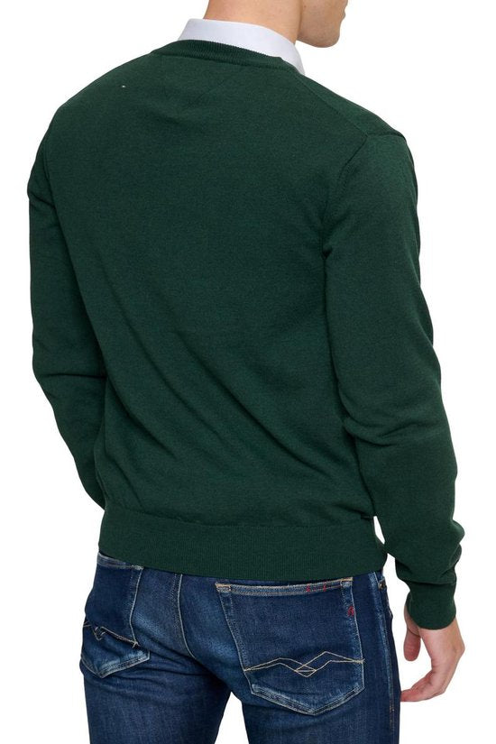 Mario Russo Pullover - Dunkelgrün - Größe L - Italienischer Schnitt - 85% Baumwolle Pullover