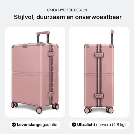 ONYX Hybrid Pro Check-in Koffer Medium 70 Liter - Recyceltes Polycarbonat und reißverschlussloses Design - Reisekoffer mit TSA-Schloss und Spinnerrollen - Candy Pink
