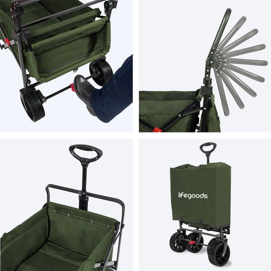 LifeGoods Wagon - faltbar - bis zu 120KG - 90L - waschbares Polyester - 120x80cm - Grün