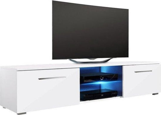 TV-Möbel TV-Schrank Tenus ohne LED-Beleuchtung Korpus weiß Front Hochglanz weiß
