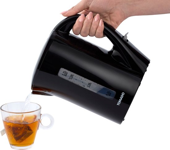 Tomado TWK1700B - Wasserkocher - 1,7 Liter - Kunststoff - Leichtgewicht - Wasserstandsanzeige - Schwarz