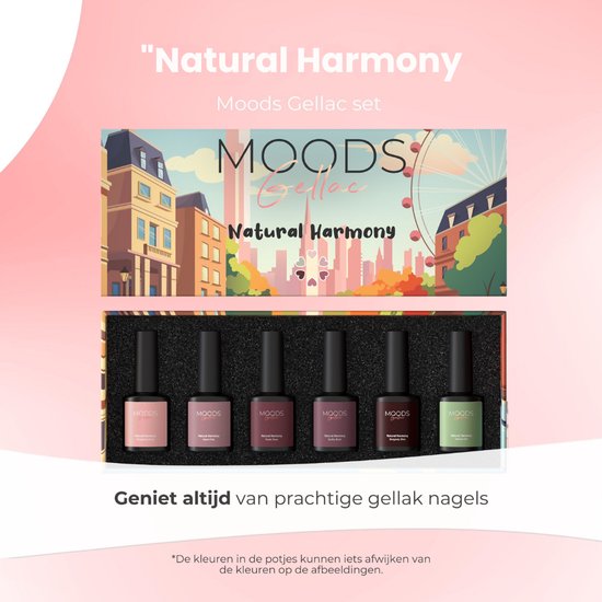 Moods Gellac 6-teiliges Set - Gel-Nagellack Starter Pack - Gel-Nagellack - 8ML - Natürliche Harmonie - Gellac - Nägel - Schicke Farben