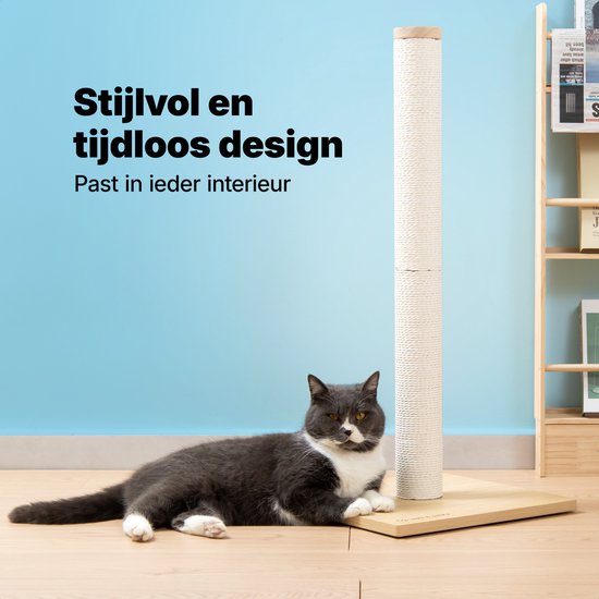 Jake und Jacky Kratzbaum Holz - Kratzbaum aus Holz für Katzen - mit Papierseil - Kratzmöbel - 80 cm
