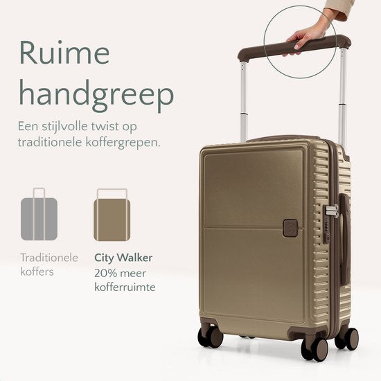 Skycases City Walker - 3-teiliges Kofferset | Leicht & Langlebig | 20, 24 & 28 Zoll | 360° Spinner-Räder | TSA-Schloss | Inklusive Schutzhüllen - Champagner