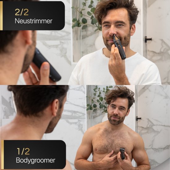 Wellshave 2 in 1 Bodygroomer Men - Multitrimmer für Körper und Bart - Schamhaartrimmer Men - Körpertrimmer Men - Nasentrimmer - Dual Groomer
