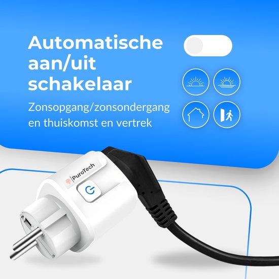 PuroTech Smart Plug - Timer & Energiezähler - Smart Plug - Für Alexa/Google Home - Verbrauchsmesser - Energiekosten