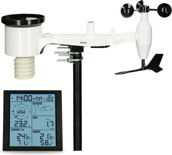 Alecto WS5200 - Professionelle WiFi-Wetterstation mit Außensensor - App-Steuerung - 6-in-1