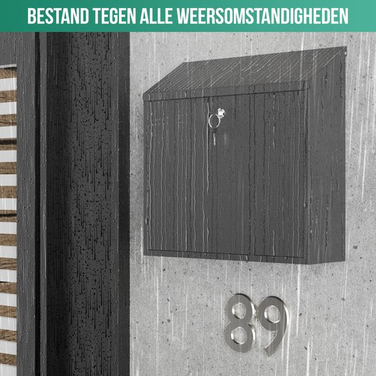 Avalo Briefkasten Schwarz Edelstahl - Wandbriefkasten - Inkl. Montagematerial & 2 Schlüssel