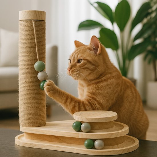 Von Cee Cee Kratzbaum - Kratzbaum für Katzen - Katzenkratzbaum - Katzenspielzeug aus Holz - Ideal für mehrere Katzen - 38x24.5x47.5cm - Noa