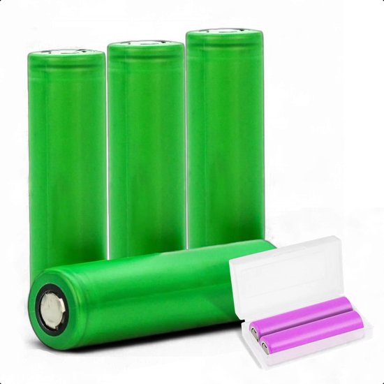 Tech Essentials 18650 Wiederaufladbare Li-Ion-Batterie - 2600mAh 3,7V - 7,8A - Lithium - Halter - Batterie - 4er-Pack