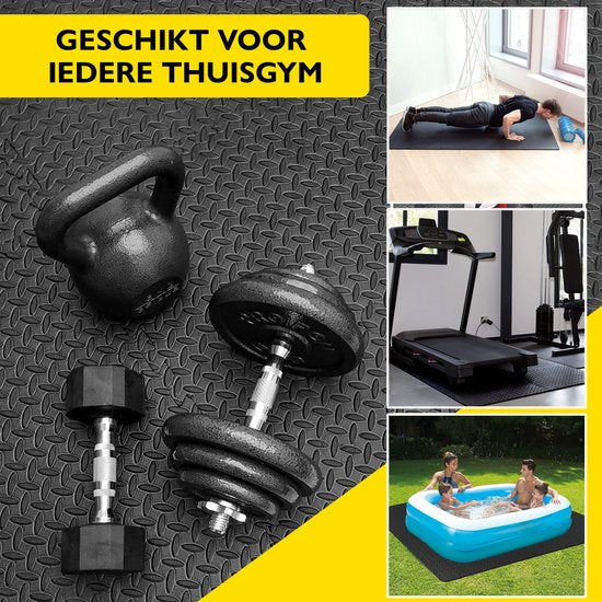 Zoluko Puzzle Matte – Fitnessmatte – EVA Schaum – 12er Set – 60 x 60 x 1,2 cm – Schwarz