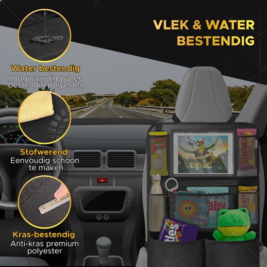Toivo 2er-Set Luxus-Autositz-Organizer - wasserabweisendes Oxford-Material - Schwarz - Tablet-Halter - Auto-Organizer