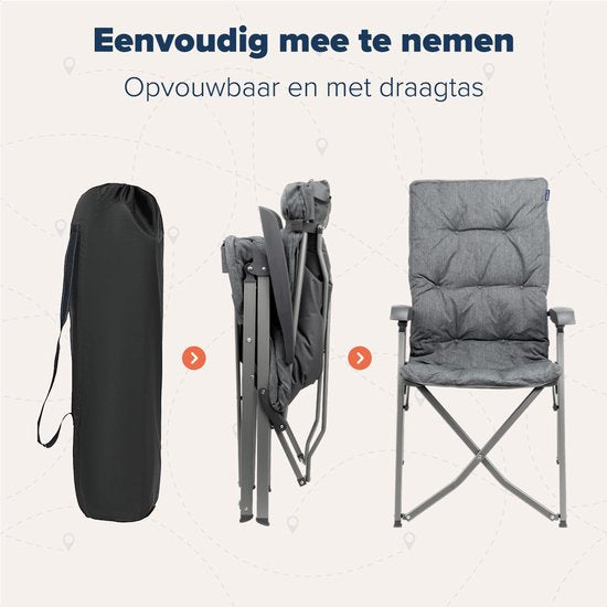 TRVLMORE Campingstühle Luxus - klappbar - 2er-Pack - 150KG Tragkraft - Inkl. Tragetasche - Klappstuhl - Campingstuhl - Klappstuhl - Grau