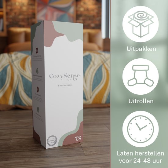 CozySense® Lesekissen für das Bett - Ergonomisches Sitzkissen - Buchkissen - Großes Relax-Kissen - Verstellbare Polsterung - Abnehmbarer Bezug - CertiPUR® - Beige