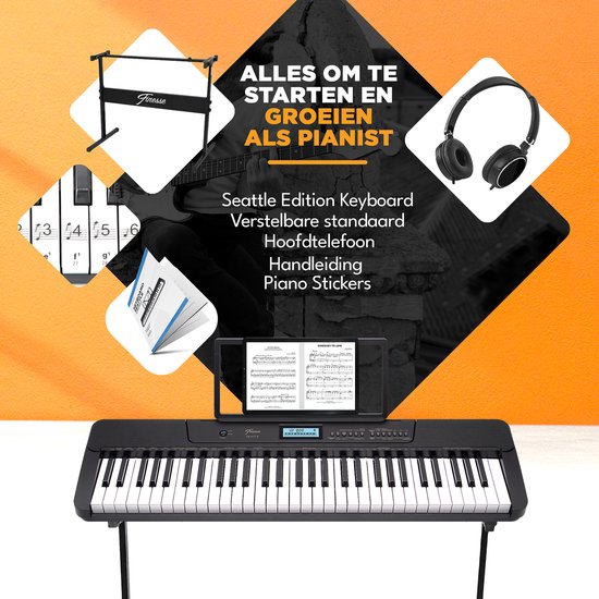 Finesse Keyboard Piano - Ständer & Zubehör - 61 Tasten - MIDI - Electric Piano - Kind