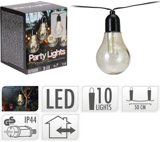 Koopman | Partylights | 30 LEDs | 7,5 m | Warmes Licht
