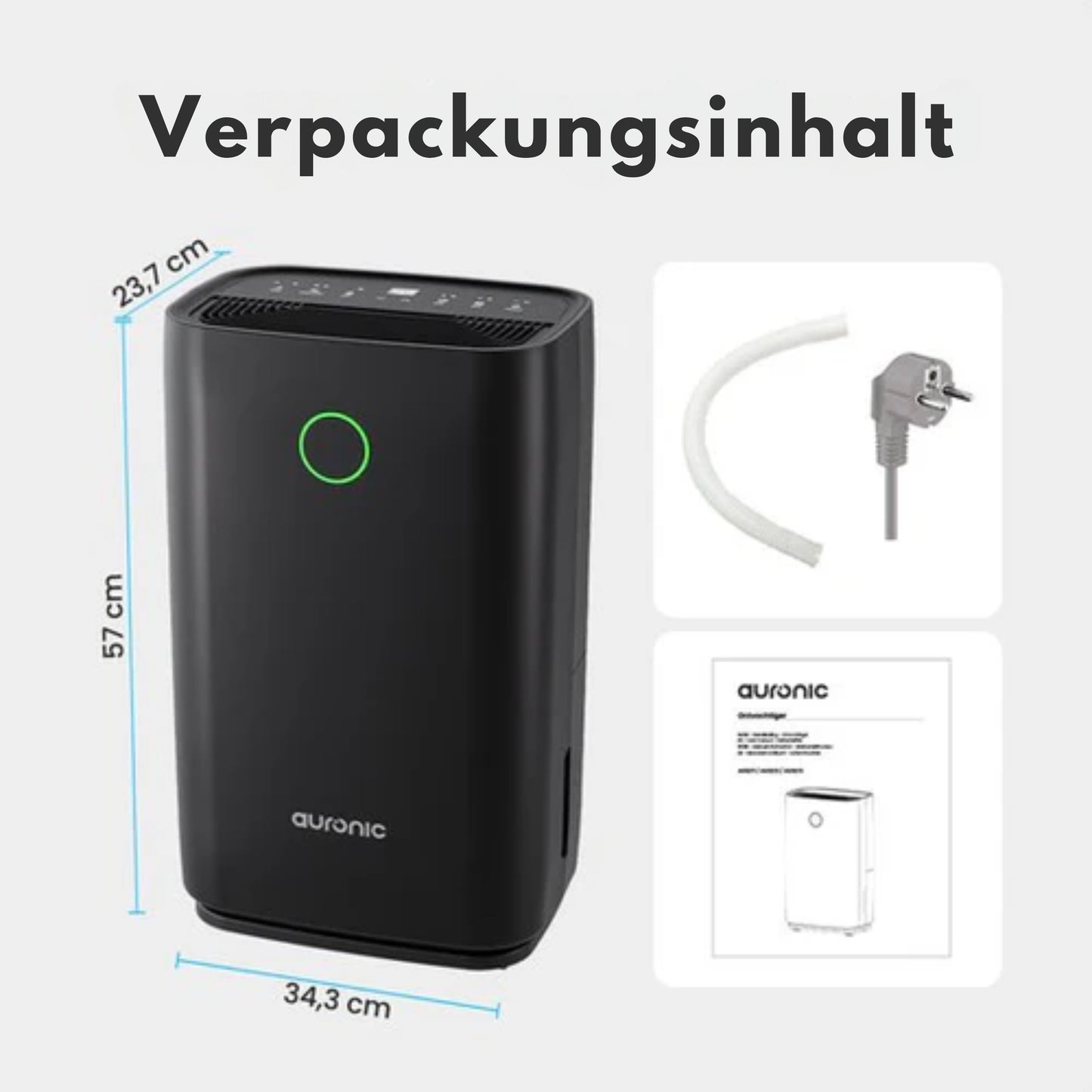 Auronic Luftentfeuchter - Compact Series - 20L pro Tag - Waschtrockenfunktion - Schlafzimmer, Badezimmer und Wohnzimmer - Feuchtigkeitsentferner für den Haushalt - Schwarz