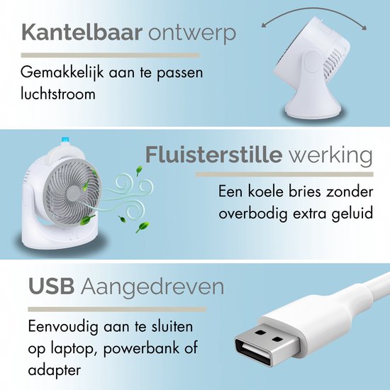 Mini-Tischventilator mit Kühlelement - Verstellbarer Mini-Ventilator mit 3 Stufen - USB-Ventilator mit LED-Licht - 240 ML Kühlelement - für Tisch, Schreibtisch, Schlafzimmer