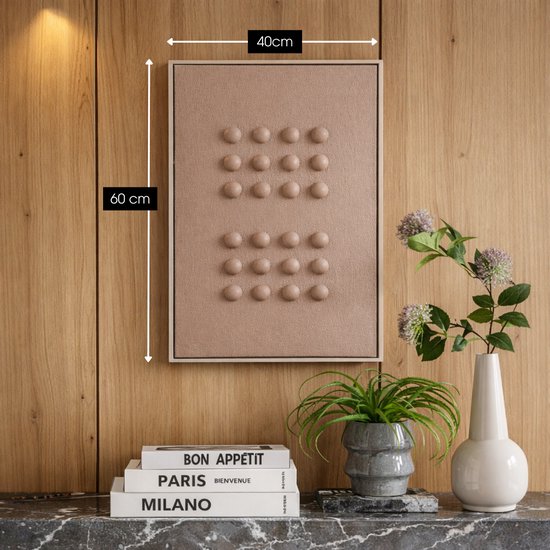 Mica Decorations Wanddekoration – Wandpaneel mit abstrakter Kunst, 60 x 40 x 3 cm – Wohnaccessoire für Wohnzimmer oder Schlafzimmer – Dunkelbraun