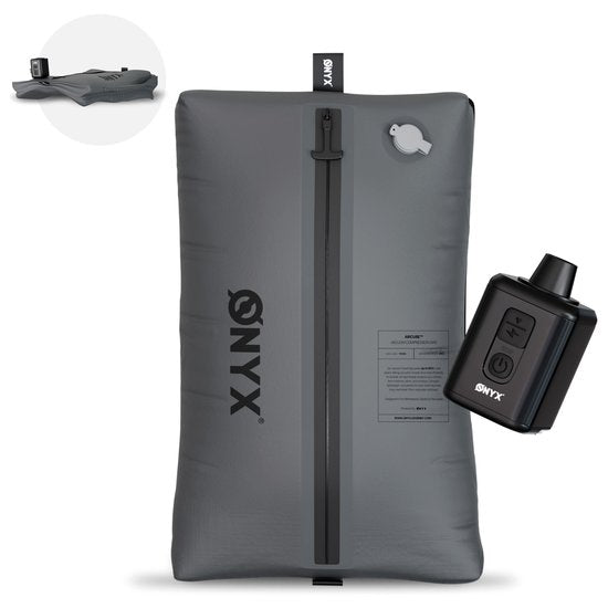 ONYX Aircube™ Vakuumverpackungswürfel - 1 Stück - Inklusive kabelloser Kompressionspumpe - Für Koffer und Taschen - Kofferorganisation - Gepäck- und Rucksackkompression - Grau