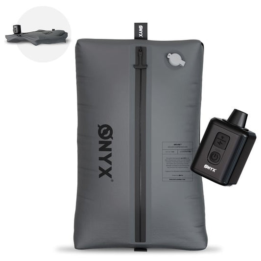 ONYX Aircube™ Vakuumverpackungswürfel - 1 Stück - Inklusive kabelloser Kompressionspumpe - Für Koffer und Taschen - Kofferorganisation - Gepäck- und Rucksackkompression - Grau