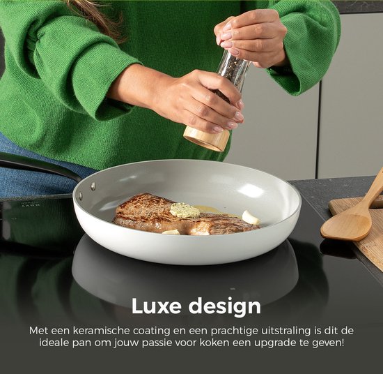 BE Living Essential Bratpfanne - Ø 28 cm - Keramik - PFAS-frei - Induktion - Weiß