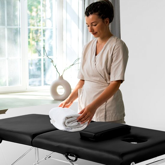 Fitby Massageliege - Klappbare Massageliege - Behandlungstisch - 200kg Tragkraft Verstellbare Höhe (60-80 cm) - 180x60 cm - Schwarz