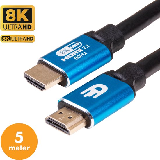 Drivv. Premium HDMI Kabel 2.1 - Ultra HD High Speed 8K - 4K 120hz - Geeignet für Xbox Series X & PS5 - 5 Meter - Blau