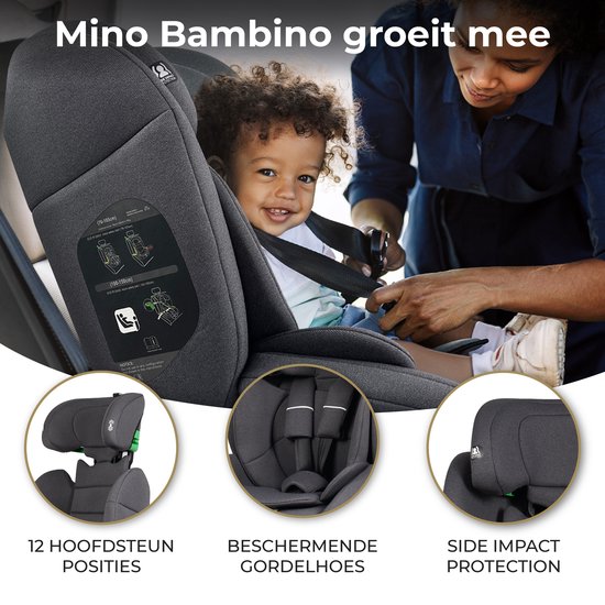 Mino Bambino i-Size Autositz - Autositz - Gruppe 1/2/3 (76-150 cm) - Grau